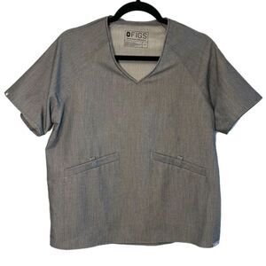 FIGS Technical Collection Size Small Graphite 2 Pockets Button Closure Scrub Top